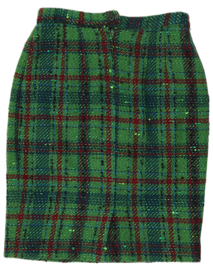 Vintage Damen Bleistiftrock IT 44 Medium W28 Grün kariert