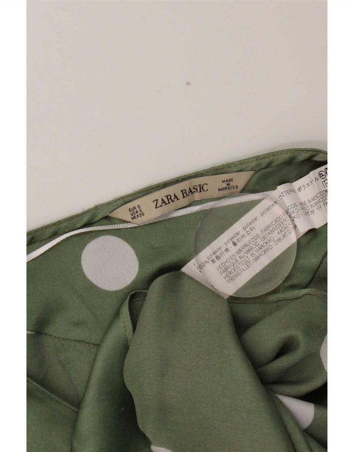 Zara Crop-Oversize-Blusenoberteil für Damen, Gr. 10, Größe S, grün, gepunktet, Polyester
