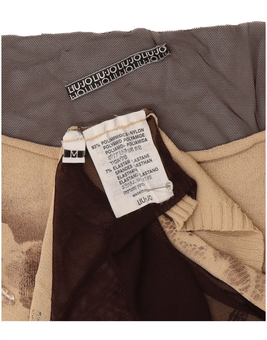 Liu Jo Durchsichtiges Damen-Blusenoberteil, UK 12, Mittelbeige, Farbblock