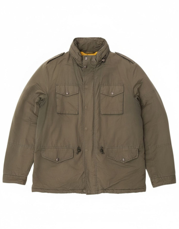 Hackett Herren-Utility-Jacke mit Kapuze, UK 42, XL, Khaki, Baumwolle