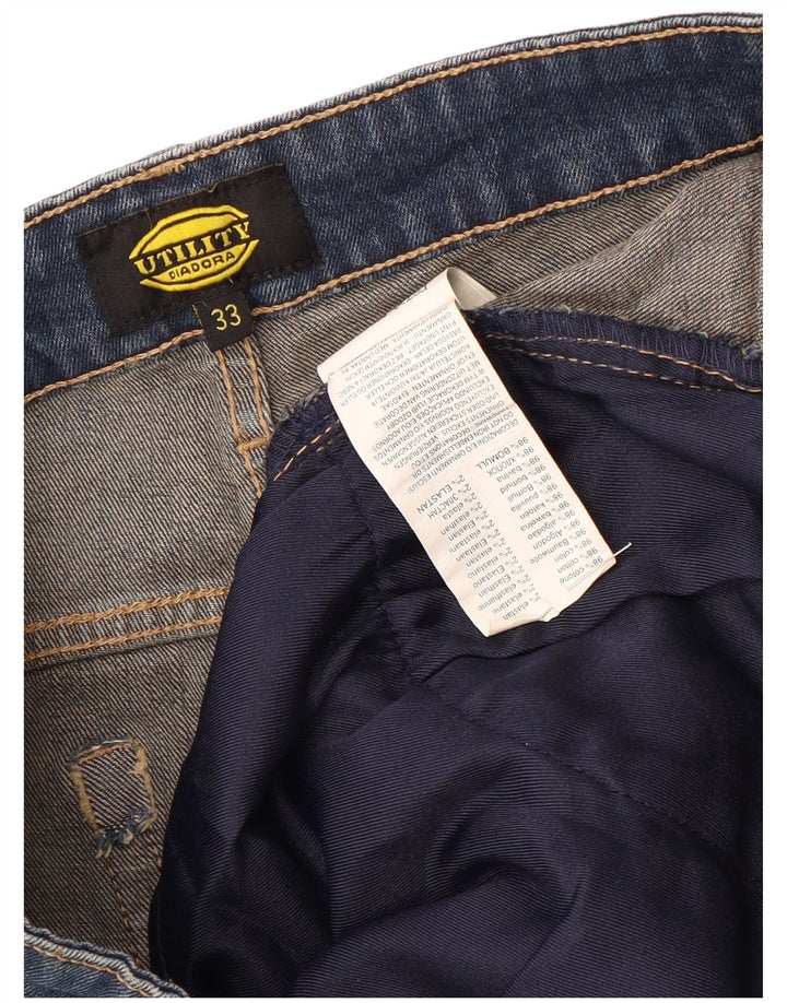 DIADORA Herren Cargo Denim Shorts W33 Mittelblaue Baumwolle