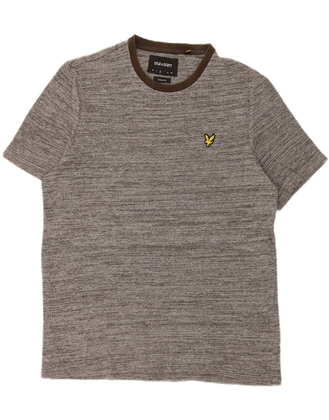 LYLE & SCOTT Mens Relaxed Fit T-Shirt Top Medium Grey Pinstripe Cotton