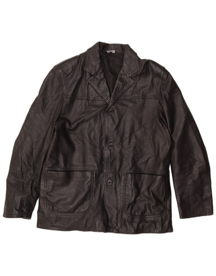 VINTAGE Herren Lederjacke UK 42 XL Schwarzes Leder