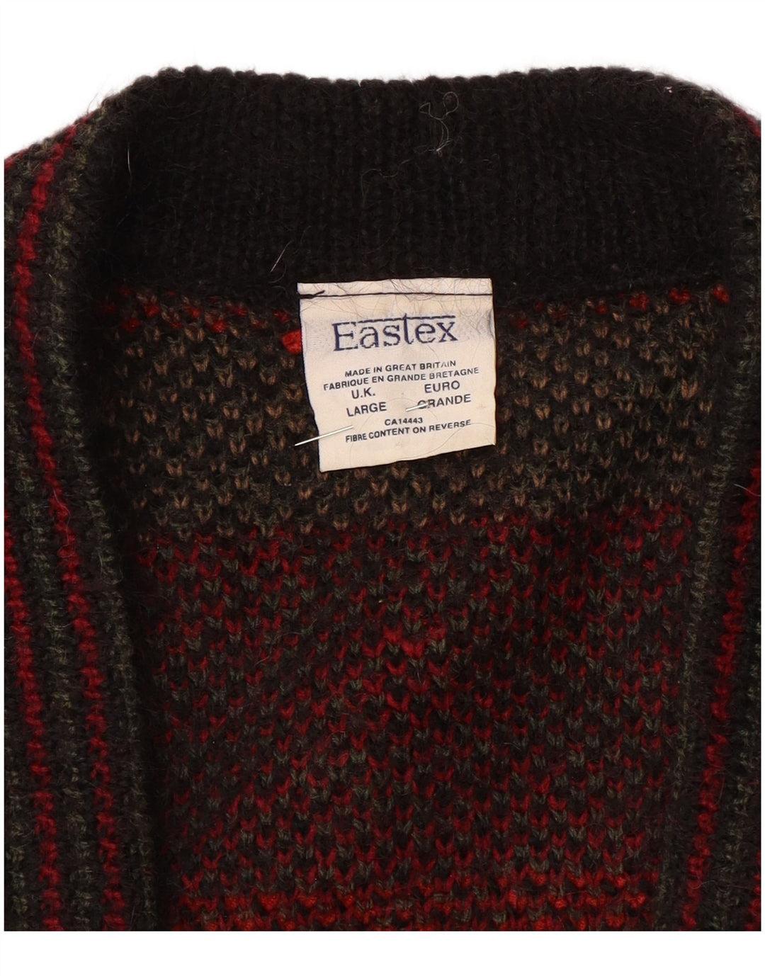 EASTEX Damen-Strickjacke in Übergröße, UK 16, Größe L, Rot, Fair-Isle-Acryl