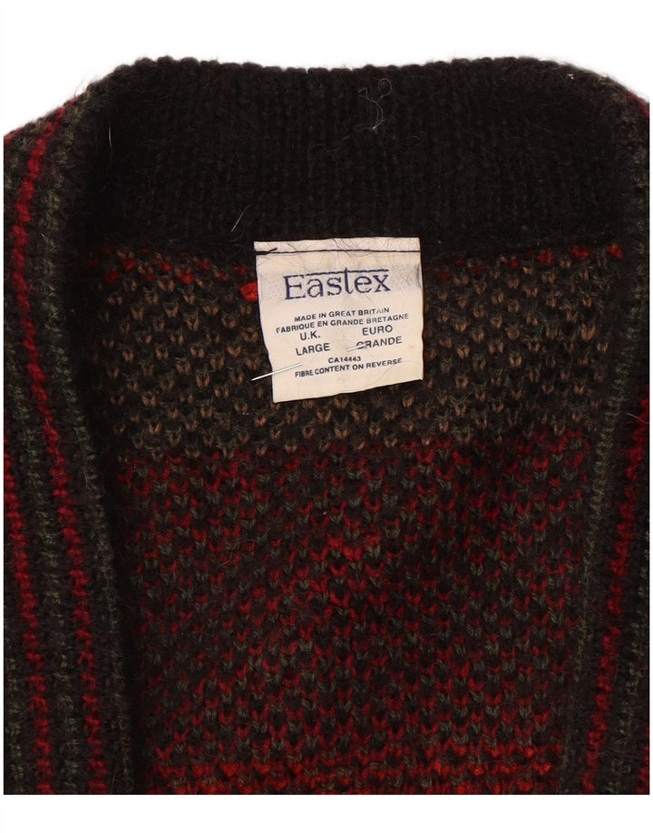 EASTEX Damen-Strickjacke in Übergröße, UK 16, Größe L, Rot, Fair-Isle-Acryl