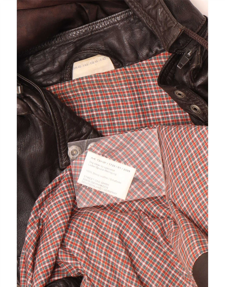 Street One Damen-Lederjacke mit Kapuze, UK 14, mittelbraunes Leder