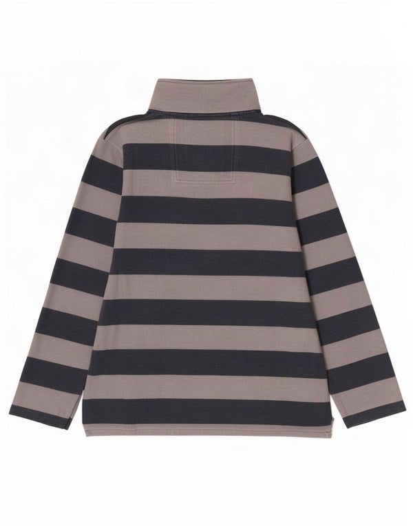 Crew Clothing Herren-Sweatshirt mit Reißverschluss am Hals, Mittelgrau gestreift