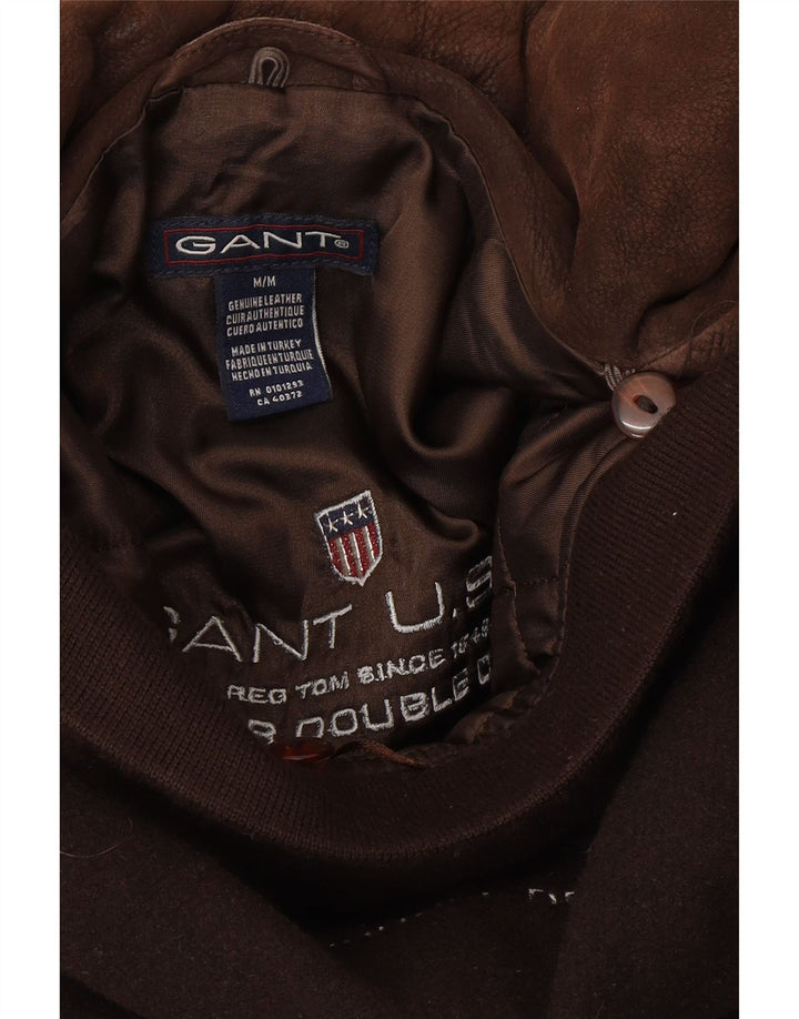 Gant Herren Loose Fit Leder-Windbreaker-Mantel UK 38 Mittelbraun