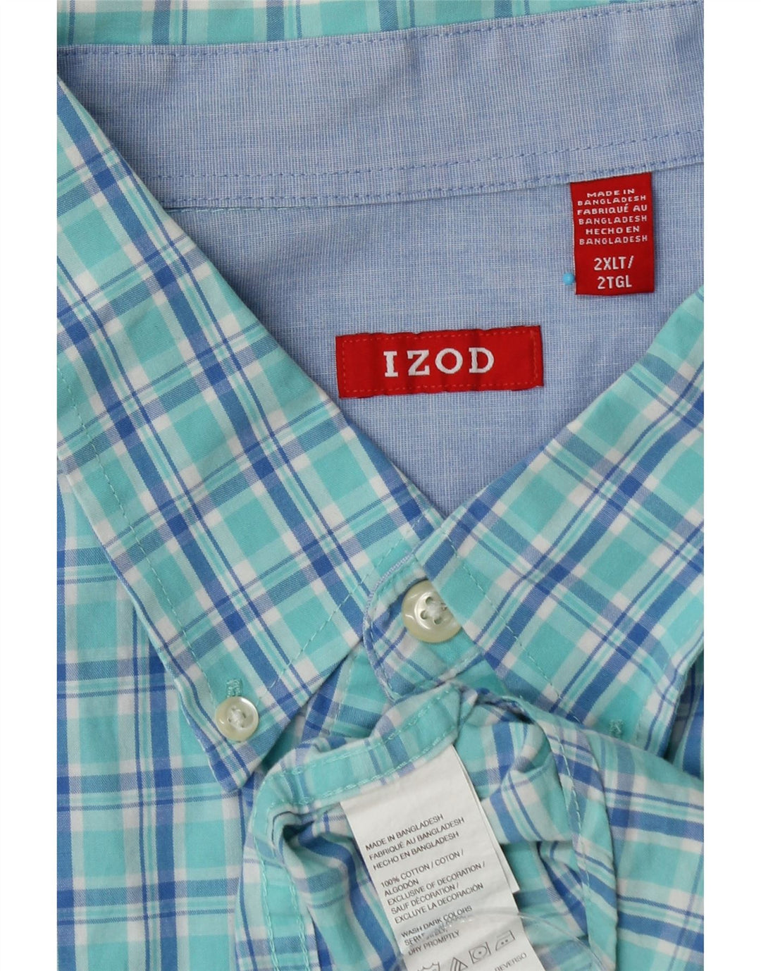 IZOD Herren-Hemd, groß, 2XL, blau kariert, Baumwolle