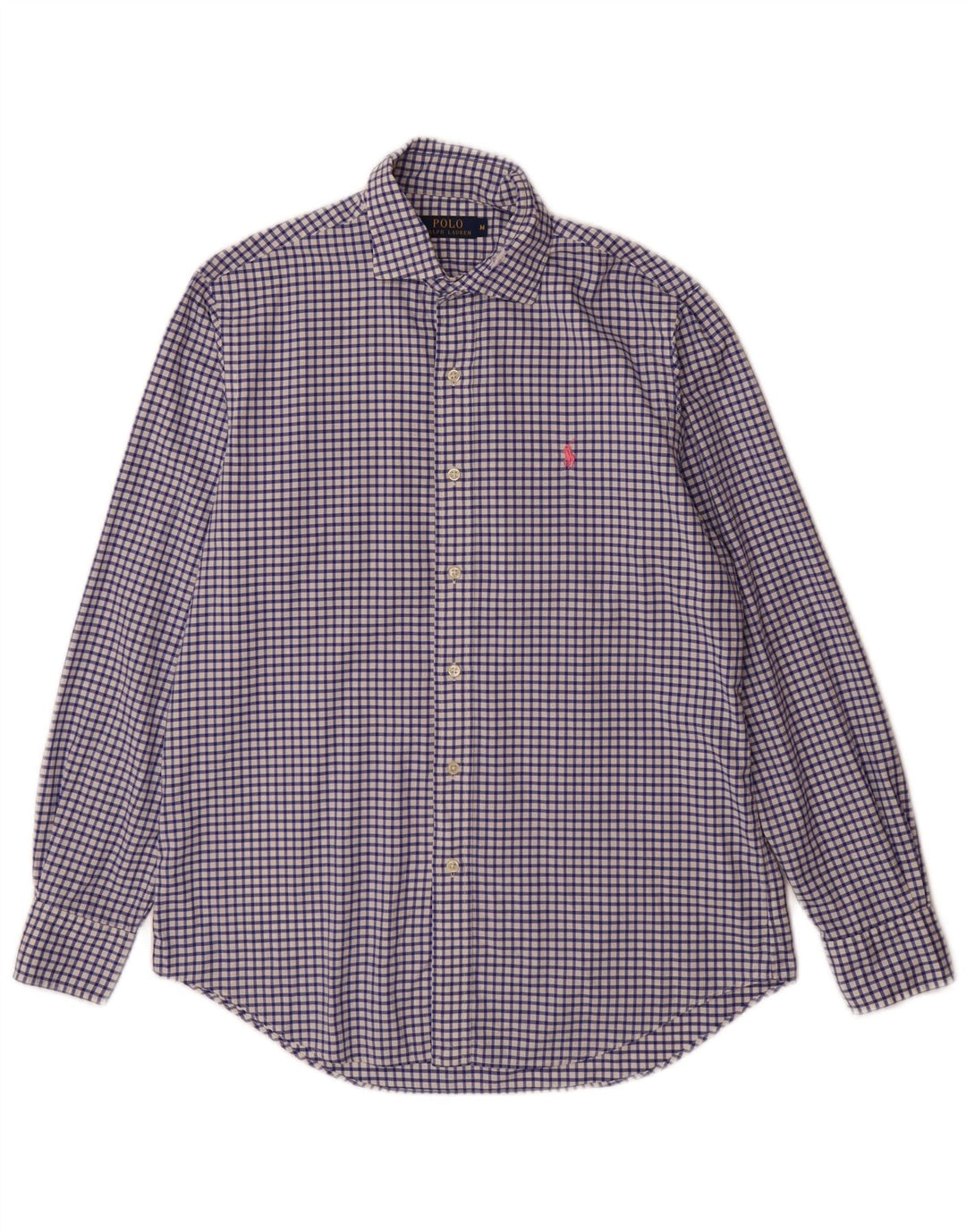 Polo Ralph Lauren Herrenhemd aus mittelblauer Gingham-Baumwolle