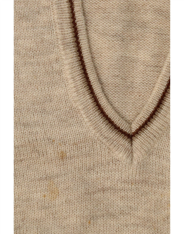 DULCAMARA Mens V-Neck Jumper Sweater Medium Beige Fair Isle Alpaca Wool Vintage Dulcamara and Second-Hand Dulcamara from Messina Hembry 