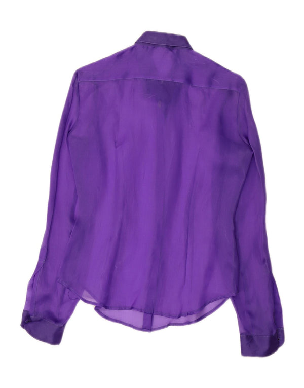 Vintage Damen Hemdbluse UK 12 Medium Lila