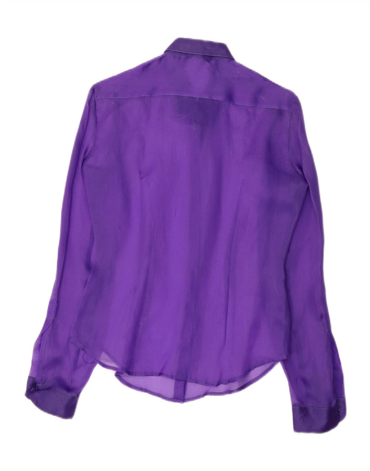 Vintage Damen Hemdbluse UK 12 Medium Lila