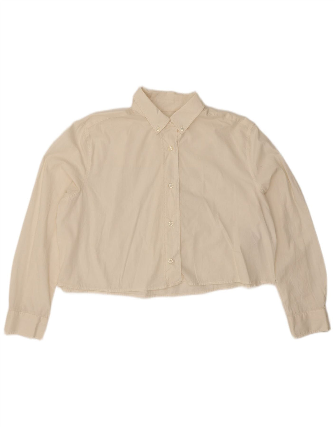 Benetton Damen Übergroßes Crop-Hemd UK 14 Mittelbeige Baumwolle