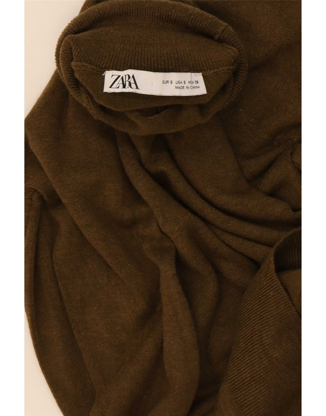 Rollkragenpullover für Damen von Zara, Gr. 10, Khaki