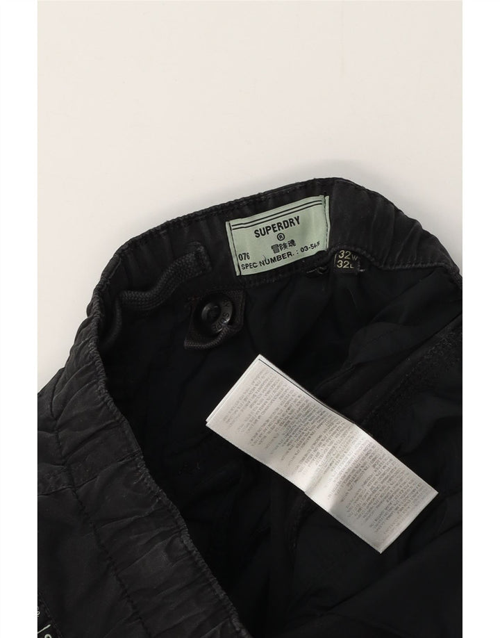 SUPERDRY Gerade Cargohose für Herren, W32, L28, schwarze Baumwolle