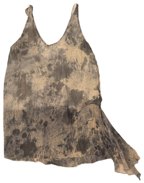 Ärmelloses asymmetrisches Tunika-Oberteil für Damen von Zara, UK 12, Mittelgrau, Batikfärbung