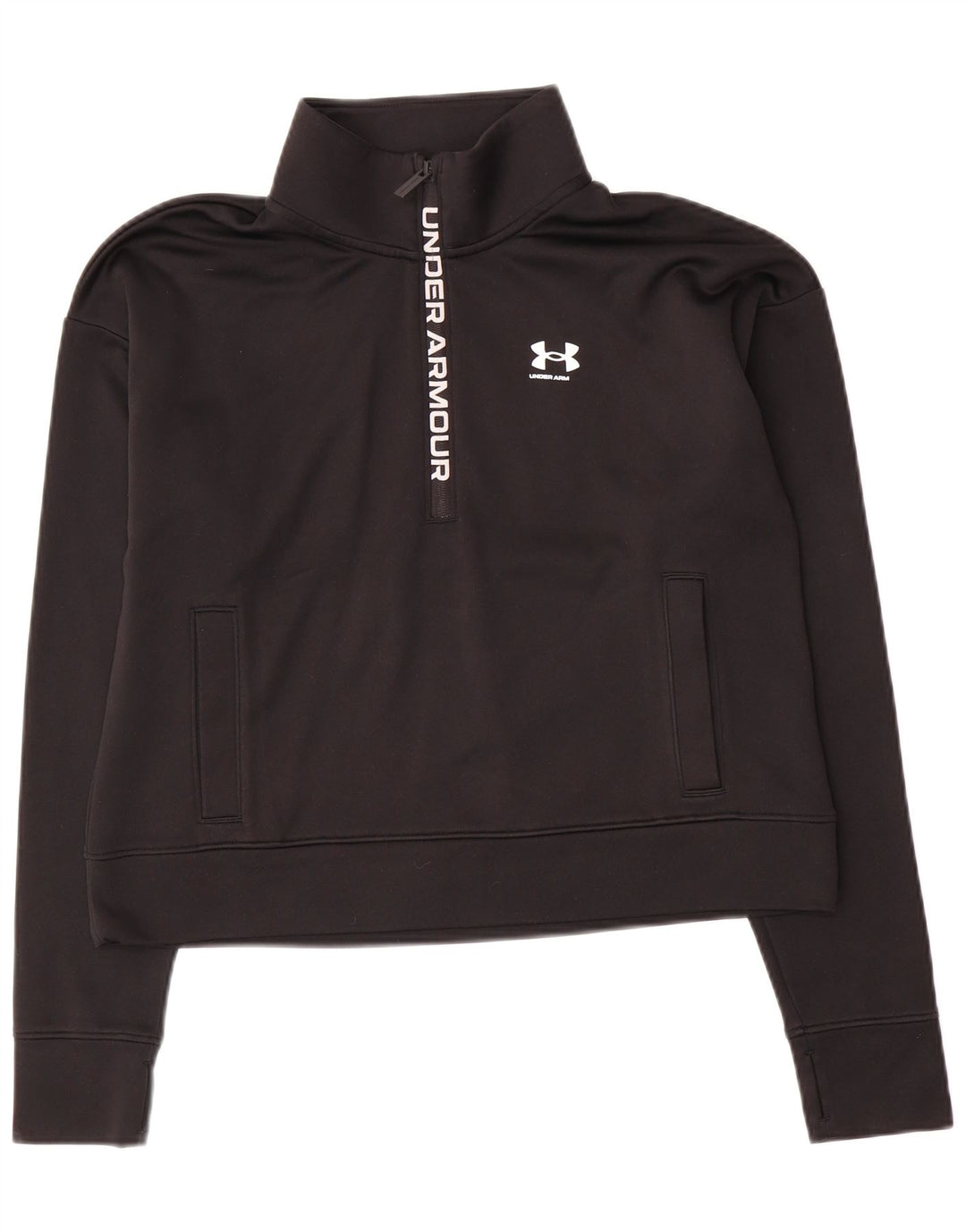 Under Armour Damen Graphic Crop Sweatshirt Pullover UK 10 Small Schwarz