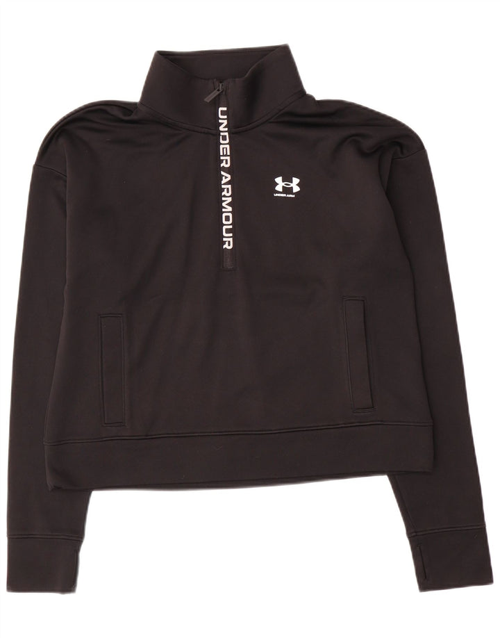 Under Armour Damen Graphic Crop Sweatshirt Pullover UK 10 Small Schwarz