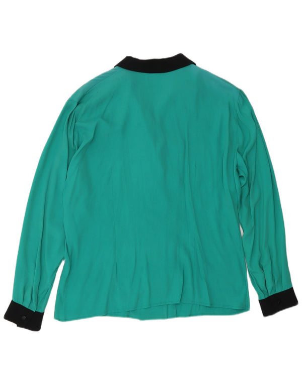 Vintage Damen Hemdbluse UK 18 XL Grün Colourblock Acetat