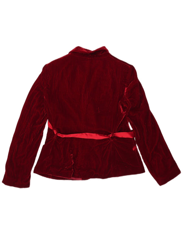 Massimo Dutti Damen-Blazer aus Samt mit 1 Knopf, EU 44, XL, rote Viskose
