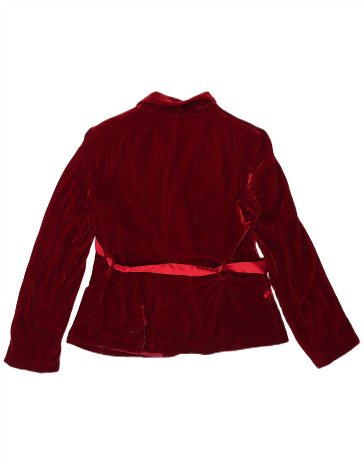 Massimo Dutti Damen-Blazer aus Samt mit 1 Knopf, EU 44, XL, rote Viskose