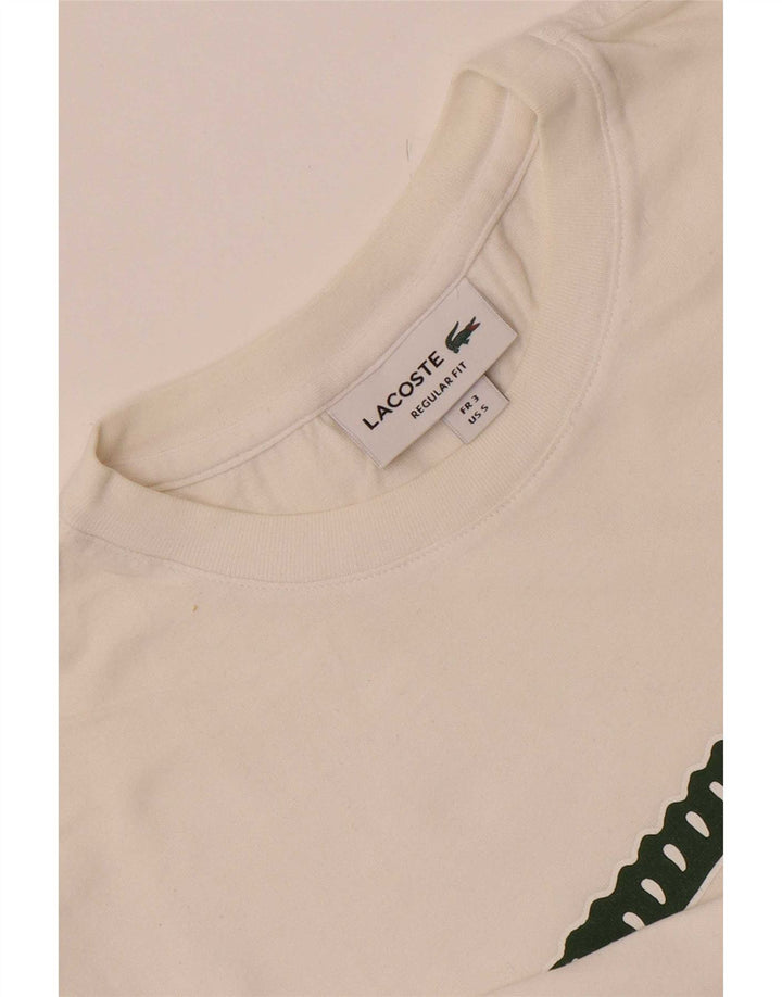 Lacoste Herren-T-Shirt mit normaler Passform, Grafik, Größe 3, klein, Weiß