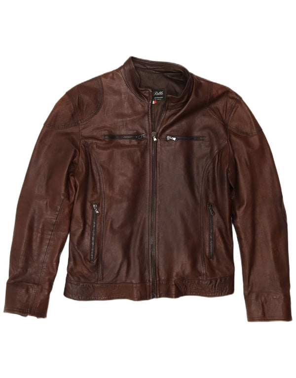 Lavorazione Artigiana Damen Biker-Lederjacke IT 52 2XL Braunes Leder