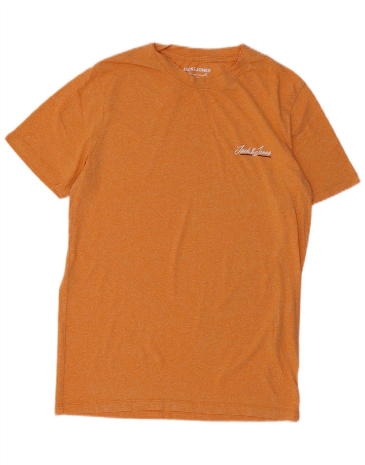 Jack & Jones Herren-T-Shirt-Oberteil, klein, orange gefleckte Baumwolle