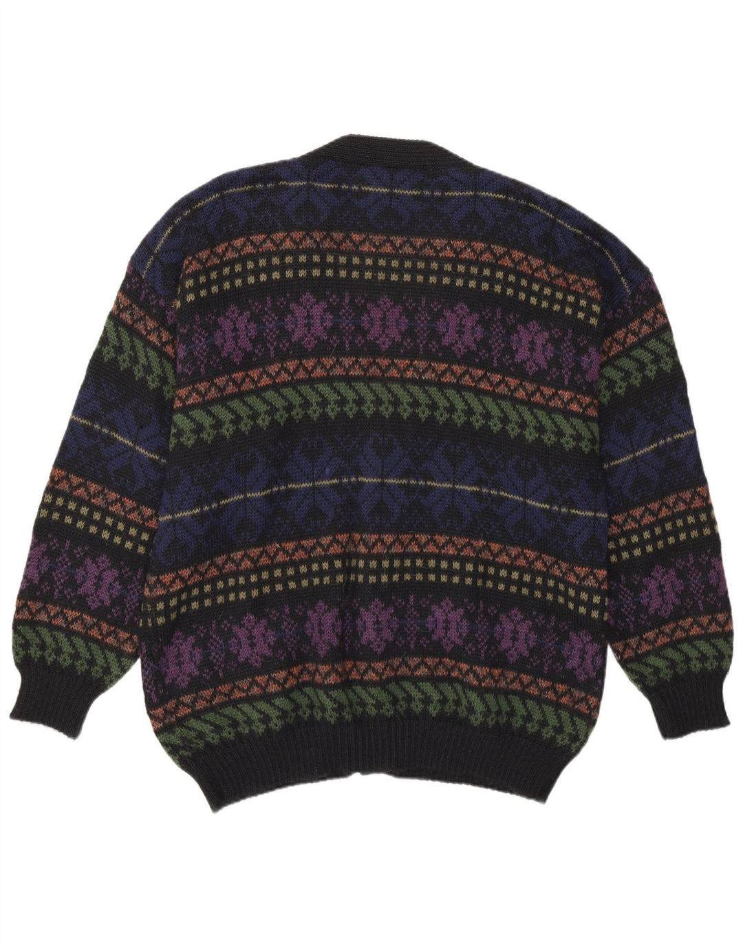 Vintage Herren Cardigan Pullover Medium Mehrfarbig Fair Isle Alpakawolle