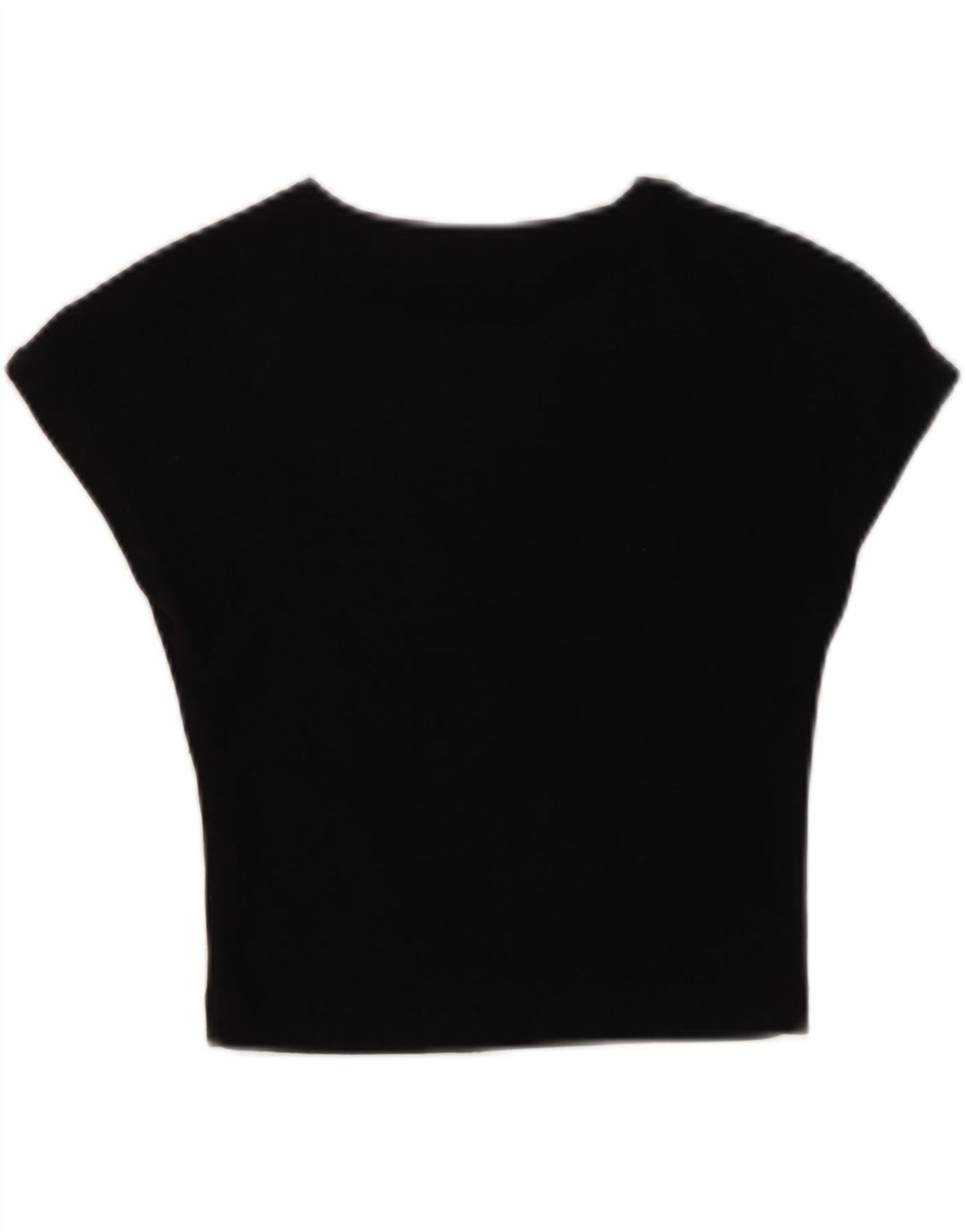 Zara Damen Crop T-Shirt Top UK 12 Medium Schwarz Baumwolle