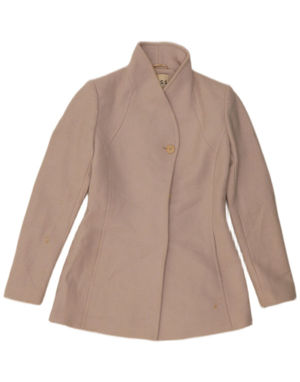 Reiss Damen-Blazerjacke mit 2 Knöpfen, UK 10, kleine beige Wolle