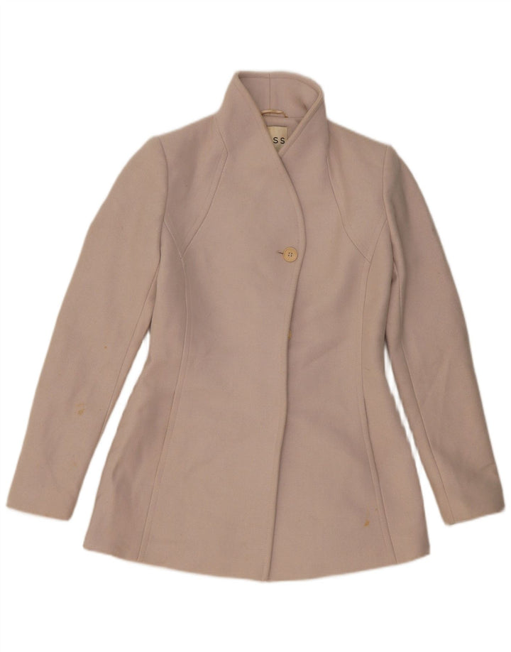 Reiss Damen-Blazerjacke mit 2 Knöpfen, UK 10, kleine beige Wolle