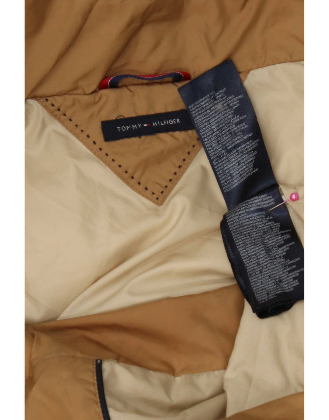 Tommy Hilfiger Wattierter Damenmantel mit Kapuze, UK 10, Größe S, braun, Polyester