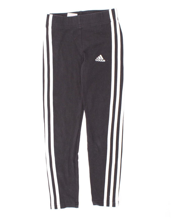 Adidas Mädchen-Leggings, 7–8 Jahre, schwarze Baumwolle