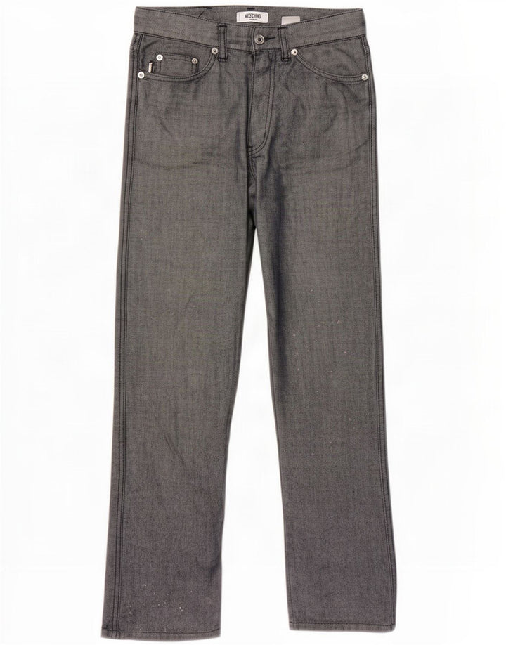 Moschino Damen Straight Jeans W30 L30 Grau