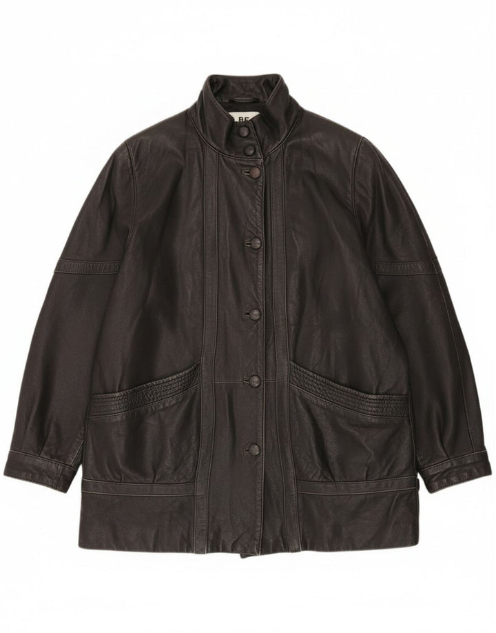 Vintage Damen Übergroße Lederjacke EU 46 XL Schwarzes Leder