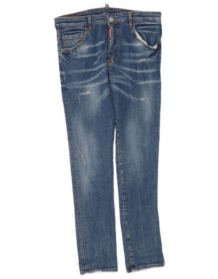 Dsquared2 Damen Distressed Slim Jeans IT 46 Large W32 L30 Blaue Baumwolle