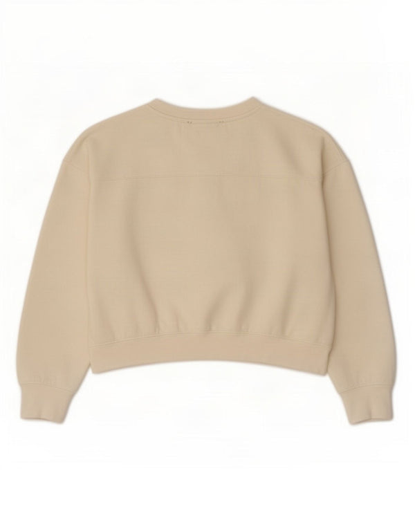 Zara Damen Crop Oversized Sweatshirt Pullover UK 14 Medium Off White