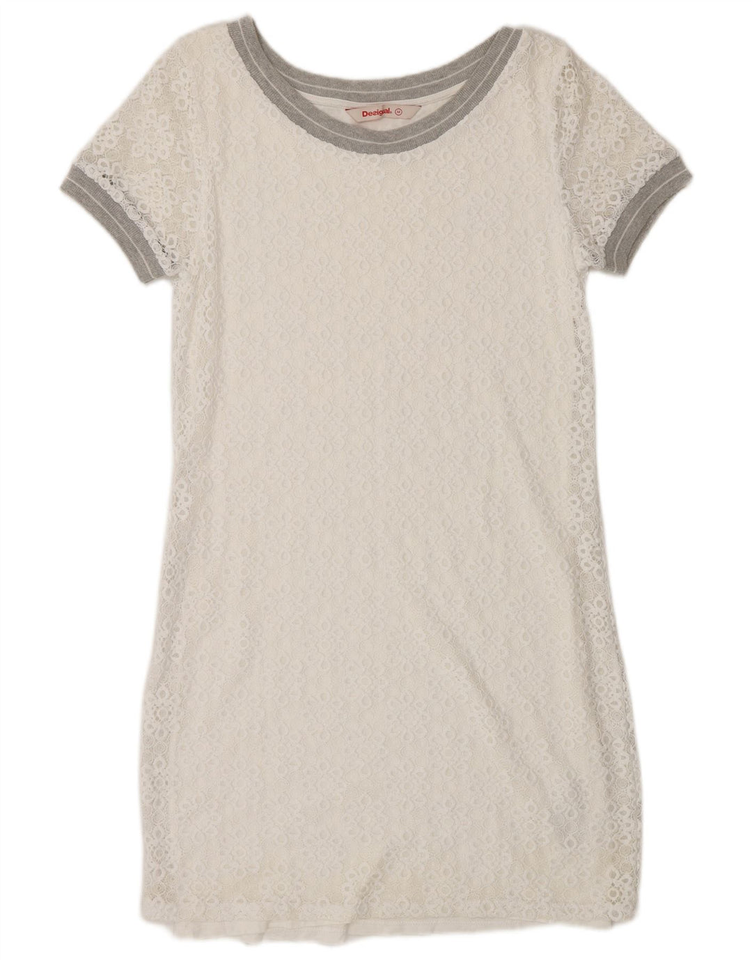 Desigual Damen Etuikleid UK 14 Mittelweißes, geblümtes Polyamid