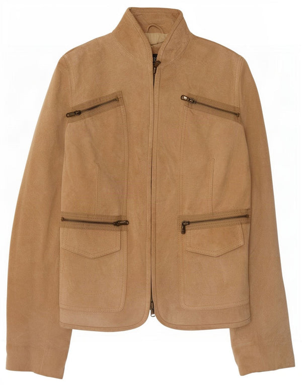 Zarro Damen Wildlederjacke IT 42 Mittelbeiges Leder