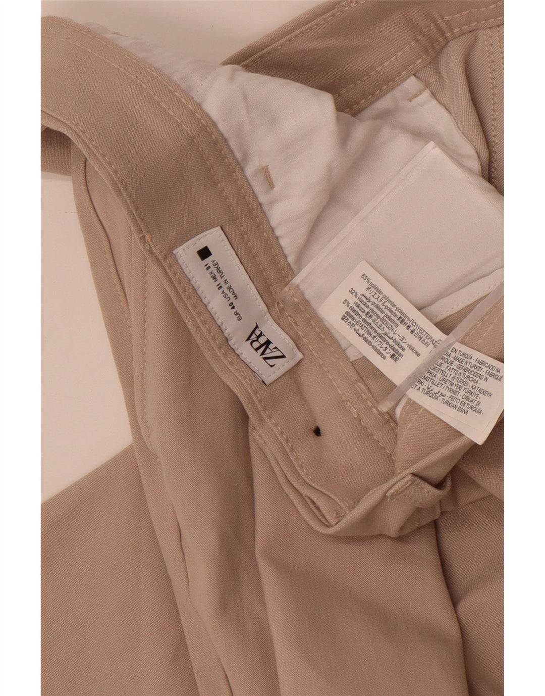 Zara Slim Chino-Hose für Herren, EU 40, Mittel W31 L28, Beige, Polyester