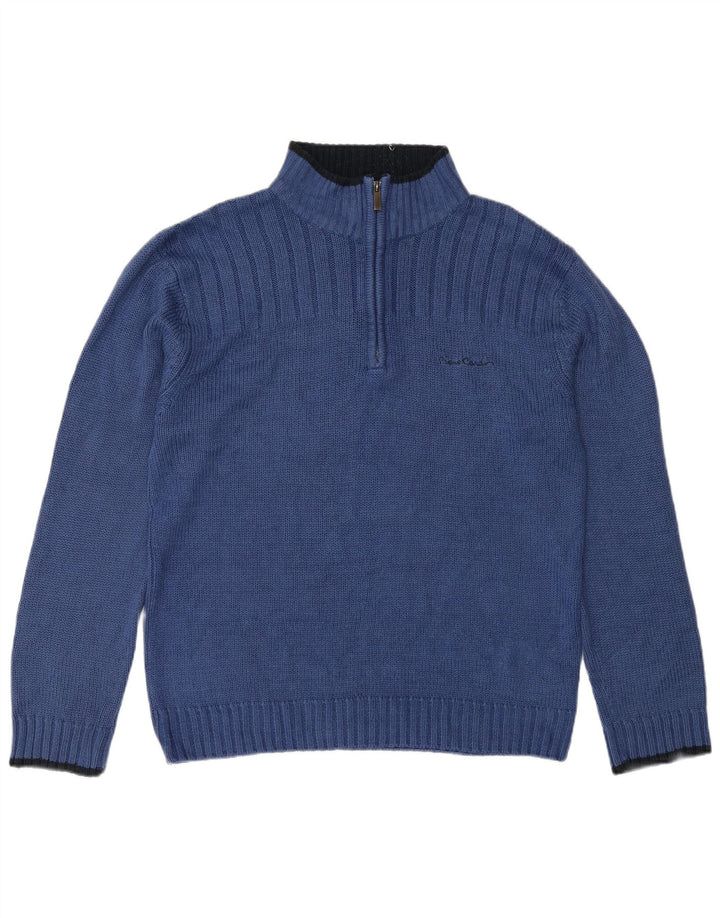 Pierre Cardin Herren-Pullover mit Reißverschluss am Hals, Größe L, Blau