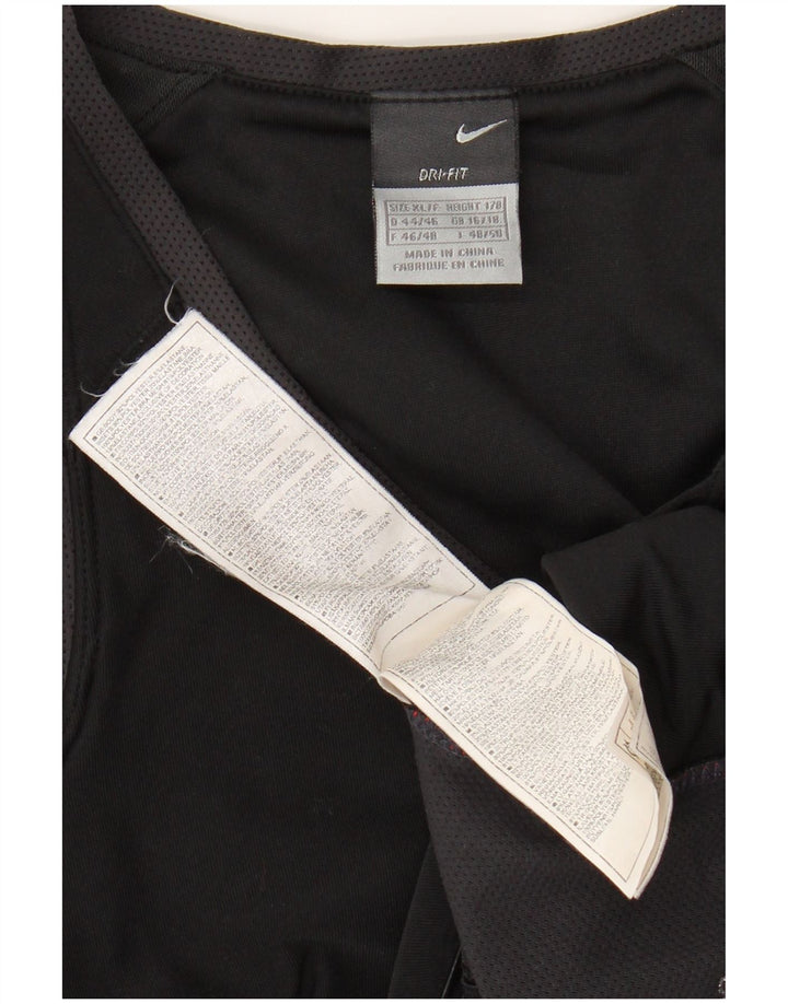 NIKE Damen Dri Fit Crop Vest Top UK 16/18 XL Schwarzes Colourblock-Polyester