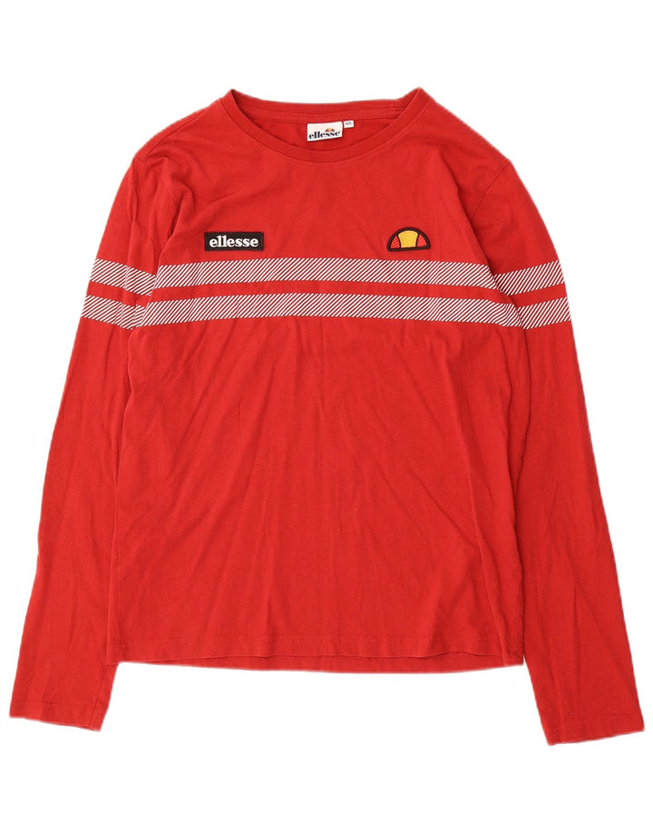 Ellesse Jungen-Top, langärmelig, 13–14 Jahre, rot gestreift, Baumwolle