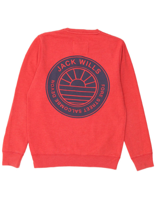 JACK WILLS Herren-Sweatshirt mit Grafik, mittelrote Baumwolle