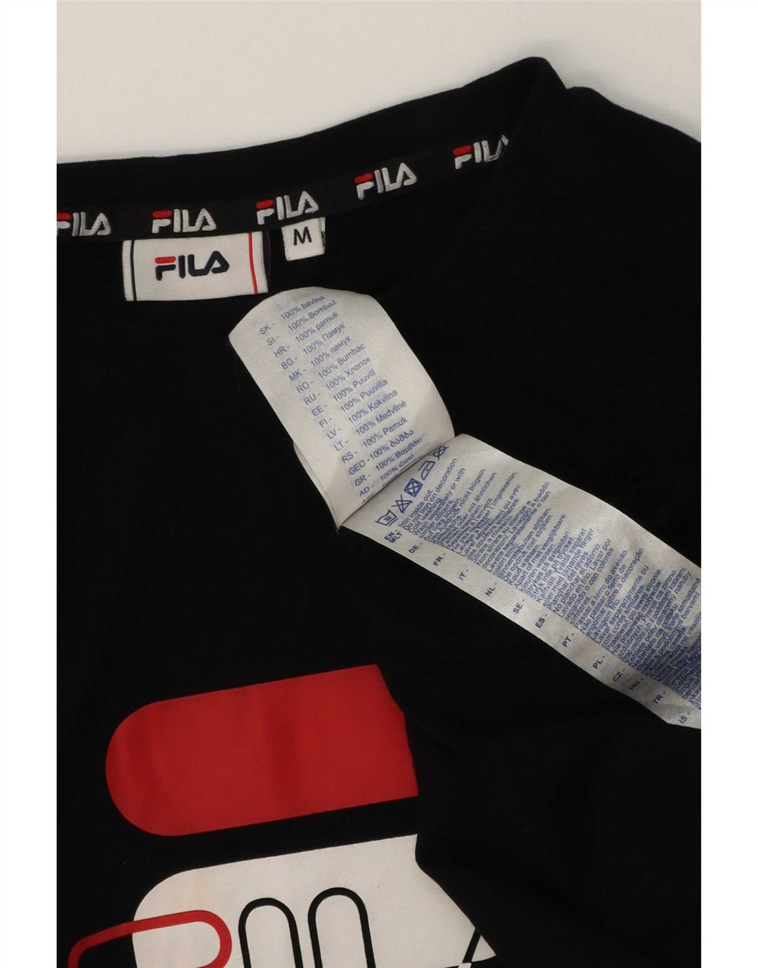 Fila Herren Grafik-T-Shirt-Oberteil aus mittelschwarzer Baumwolle