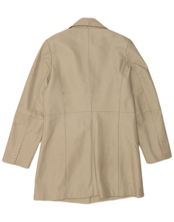 Vintage Damen Ledermantel UK 12 Medium Beige Leder