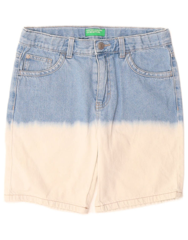 BENETTON Jungen-Jeansshorts, 10–11 Jahre, W26, XL, blaue Farbblock-Baumwolle