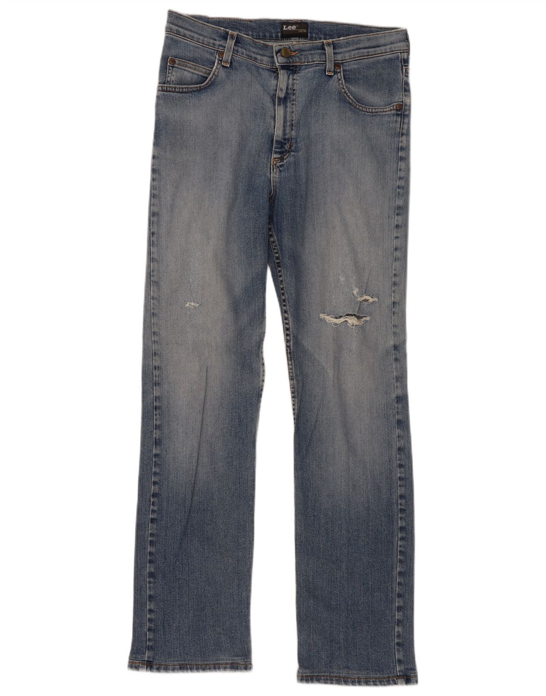 Lee Herren Brooklyn Distressed Straight Jeans W33 L34 Blaue Baumwolle